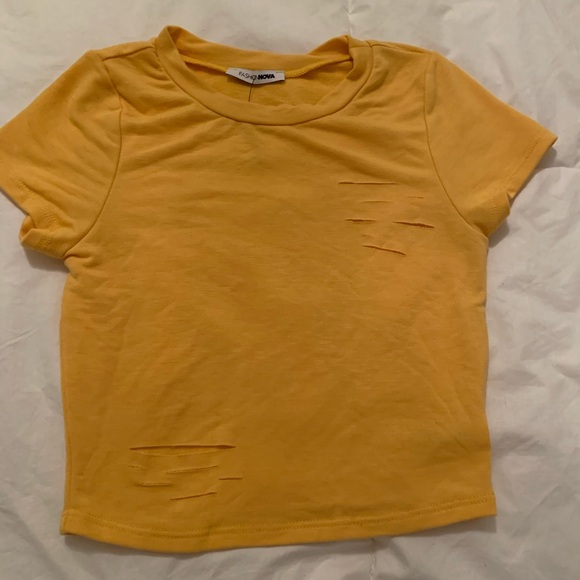 mustard ripped crop top, size s - Picture 4 of 5
